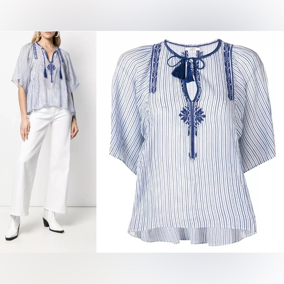 Isabel Marant Blue and White Striped Blouse - Picture 1 of 10